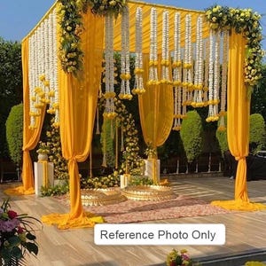 Guirlanda de calêndulas de 1,5 m: Decoração para casamento indiano, decoração de teto para cerimônia Haldi, decoração de mandap, artigos para eventos, cenário de casamento