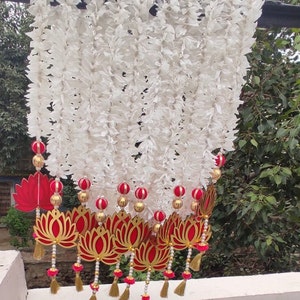 Lotus & Jasmine Hanging Garland: Diwali Decoration, Pooja Decor