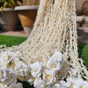 Off White Tuberose With White Rose  Flower Garland – Faux Jasmine & Rose String for Wedding, Pooja, Home Decor And  Festive Backdrops