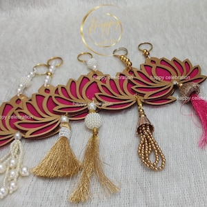 MDF Pink Lotus Wall Hanging With Assorted Tassel For Decoration,Lotus String For Pooja Decoration,Room Decoration,Christmas And Diwali decor