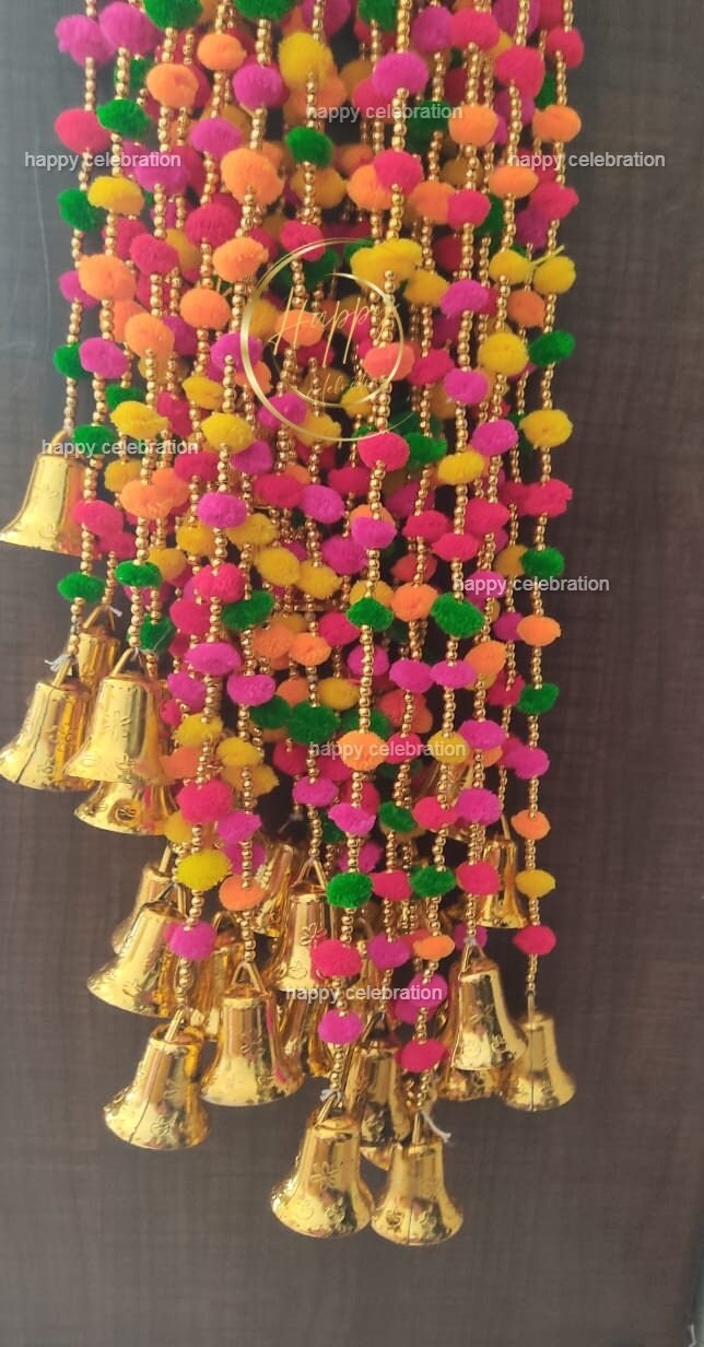 Boho Chic Pom Pom Bell String,colorful Diwali & Christmas Decorations ...