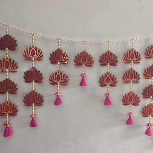 Buy Handmade Lotus Bandarwal, Door Hanging, Diwali Decoration, Temple Decor, Wall hanging, Lotus Hanging, Decorative Toran, Lotus backdrop.