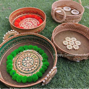 Plato Haldi Mehndi: Thali decorativo para ceremonia de boda india