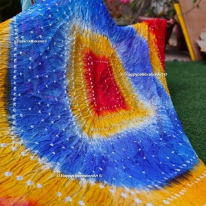 Colorful Bandhani Silk Dupatta: Indian Tie-Dye Scarf