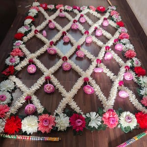 Tenda da ingresso per sposa in gelsomino con bordo floreale completo Chaadar, tenda da ingresso per sposa indiana/punjabi/pakistana/araba, articolo per matrimonio Desi, ingresso Nikkah