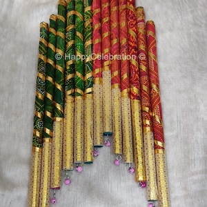 Bulk Traditional Wooden Bandhni Navratri Dandiya Sticks | Handmade Garba Sticks for Dance | Assorted Colors Free Shipping