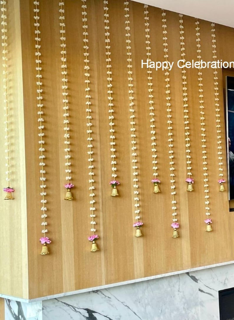 Jasmine (Mogra) With Bell Rose Flower Garland,Wedding Decor, Stage Backdrop,Floral String, Event Party Decoration, South Indian Decor Ideas image 5