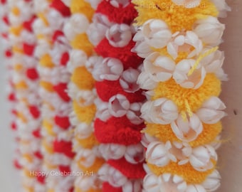 Mogra Pom Pom Flower Garland: Indian Wedding Haldi Decor