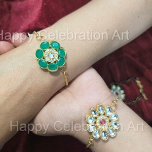 Adjustable Evil Eye Bracelet: Handmade Kundan Jewelry, Wedding Favor