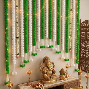 Artificial Marigold with Tuberose Tassel Garland for Indian\Pakistani Wedding, Haldi, Heena, Housewarming Party Festive Backdrop| Wall Decor
