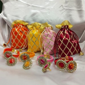 Potli Bags Combo With Bangle And Matching Ring,Wedding Favor Giveaway Item,Mayun And Heena Present ,Pakistani Wedding,Rakshabandhan Gift