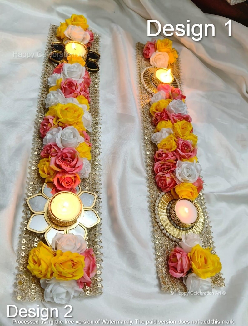 Foam Rose Flower Table Candle Runner, Diwali Wedding Decor, 20 Inch ...