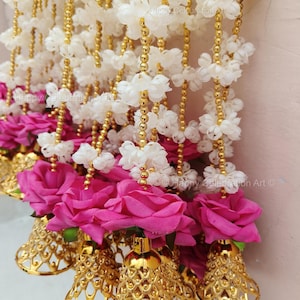 Jasmine (Mogra) With Bell Rose Flower Garland,Wedding Decor, Stage Backdrop,Floral String, Event Party Decoration, South Indian Decor Ideas image 2