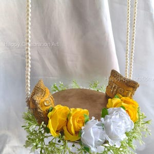 Decorative Laddu Gopal Jhula ,Handmade Floral Pearl Swing, Kanha Ji Palna, Janmashtami Decor, Ganesh Chaturthi Gift, Hindu Home Temple Decor image 6