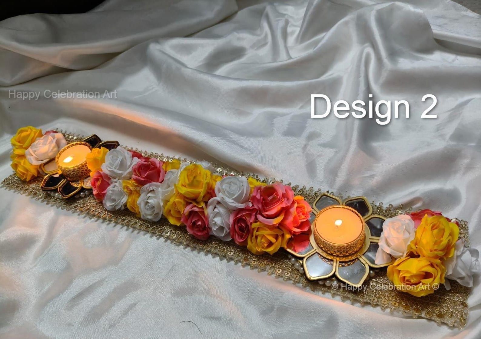 Foam Rose Flower Table Candle Runner, Diwali Wedding Decor, 20 Inch ...