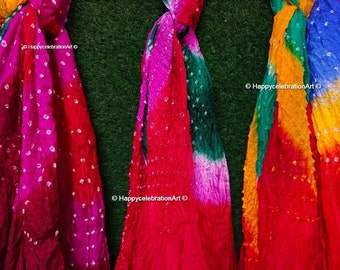 Handmade Silk Bandhani Dupatta: Indian Party Wear