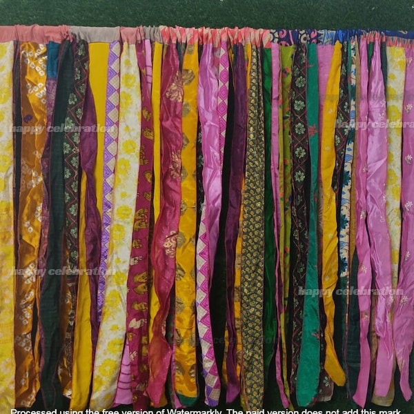 India Old Sari Saree Curtains Patchwork Multicolor Boho