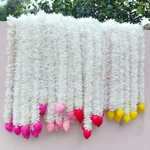 Jasmine With Sola Wood Lotus Garlands For South Indian Wedding Decoration,Islamic Wedding Decor,Mogra Flower Garlands For Pooja Decoration