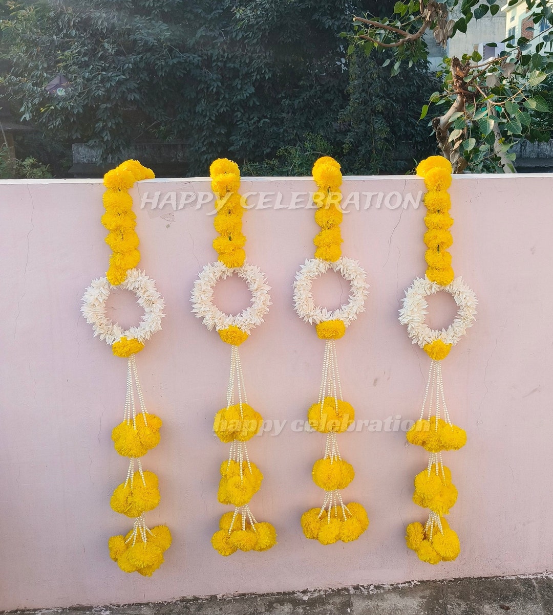 Indian Wedding Garland & Floral Wall Hangings - Perfect for Haldi Decor ...