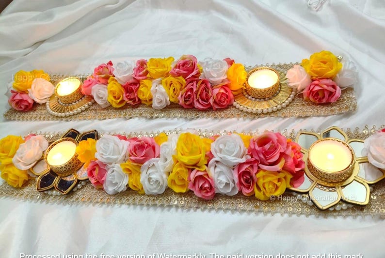 Foam Rose Flower Table Candle Runner, Diwali Wedding Decor, 20 Inch ...