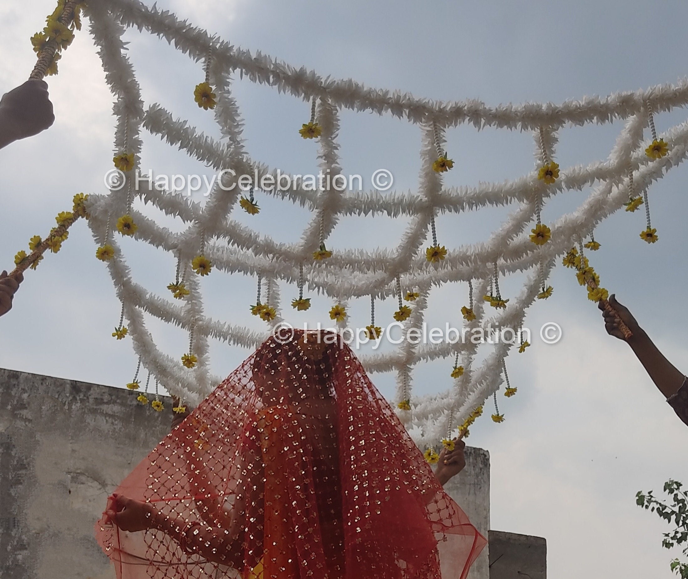 Our Popular Little off White and Red Phulo Ki Chadar is Back With New Floral  Sticks With Hanging Pearls With Flowers -  Norway