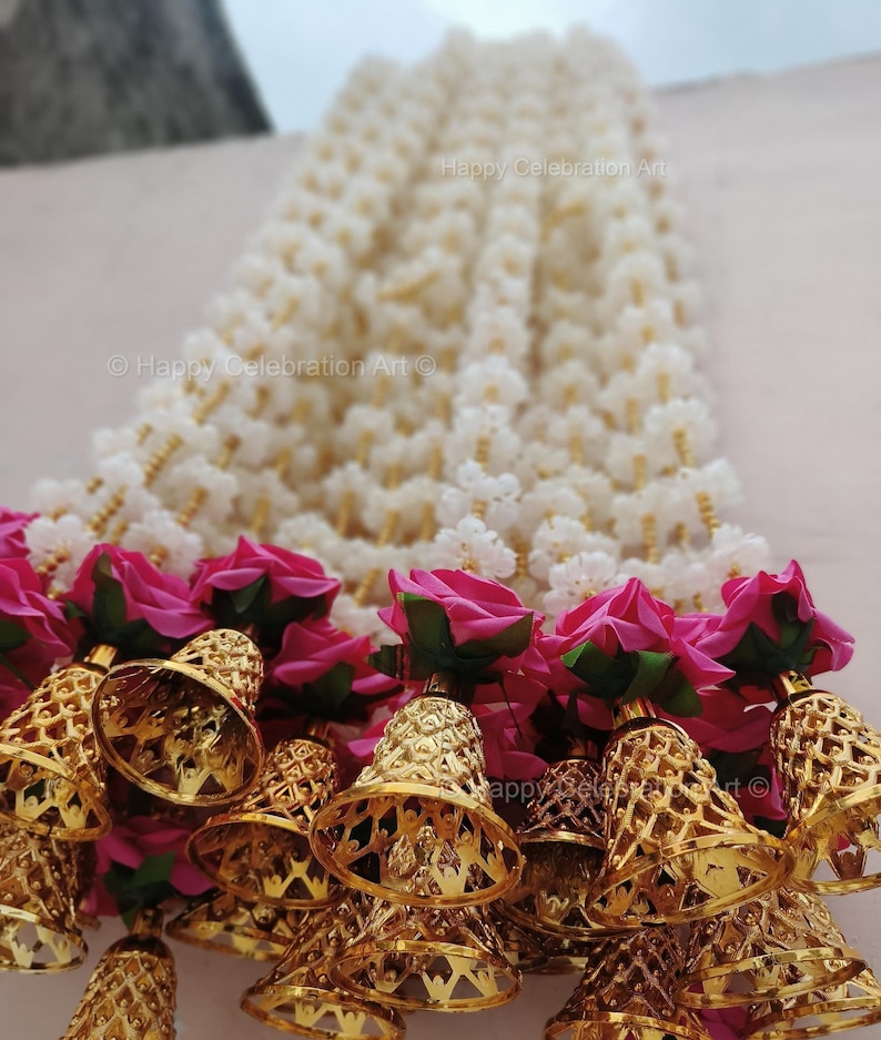 Jasmine (Mogra) With Bell Rose Flower Garland,Wedding Decor, Stage Backdrop,Floral String, Event Party Decoration, South Indian Decor Ideas image 9