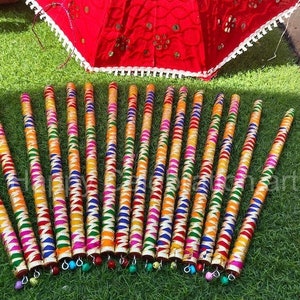 Bulk Traditional Wooden Navratri Dandiya Sticks | Handmade Garba Sticks for Dance | Assorted Colors Free Shipping