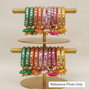 Kundan Silk Thread Openable Bangle with Latkan for Return Favors Adjustable Choodi And Half Saree Function,Haldi Mehndi Sangeet Favor Item