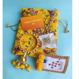 Combo Of 4 Item Haldi/Mehendi/Sangeet/Mayra Return Gifts  Idea,Set( Potli,Bangle,Bindi,Ring) For Pakistani Wedding Favors,Free Shipping