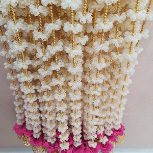 Jasmine (Mogra) With Bell Rose Flower Garland,Wedding Decor, Stage Backdrop,Floral String, Event Party Decoration, South Indian Decor Ideas image 8