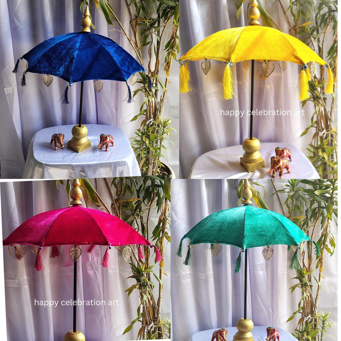 Velvet Table Top Umbrella Centerpiece, Balinese Table Decor, Coastal ...