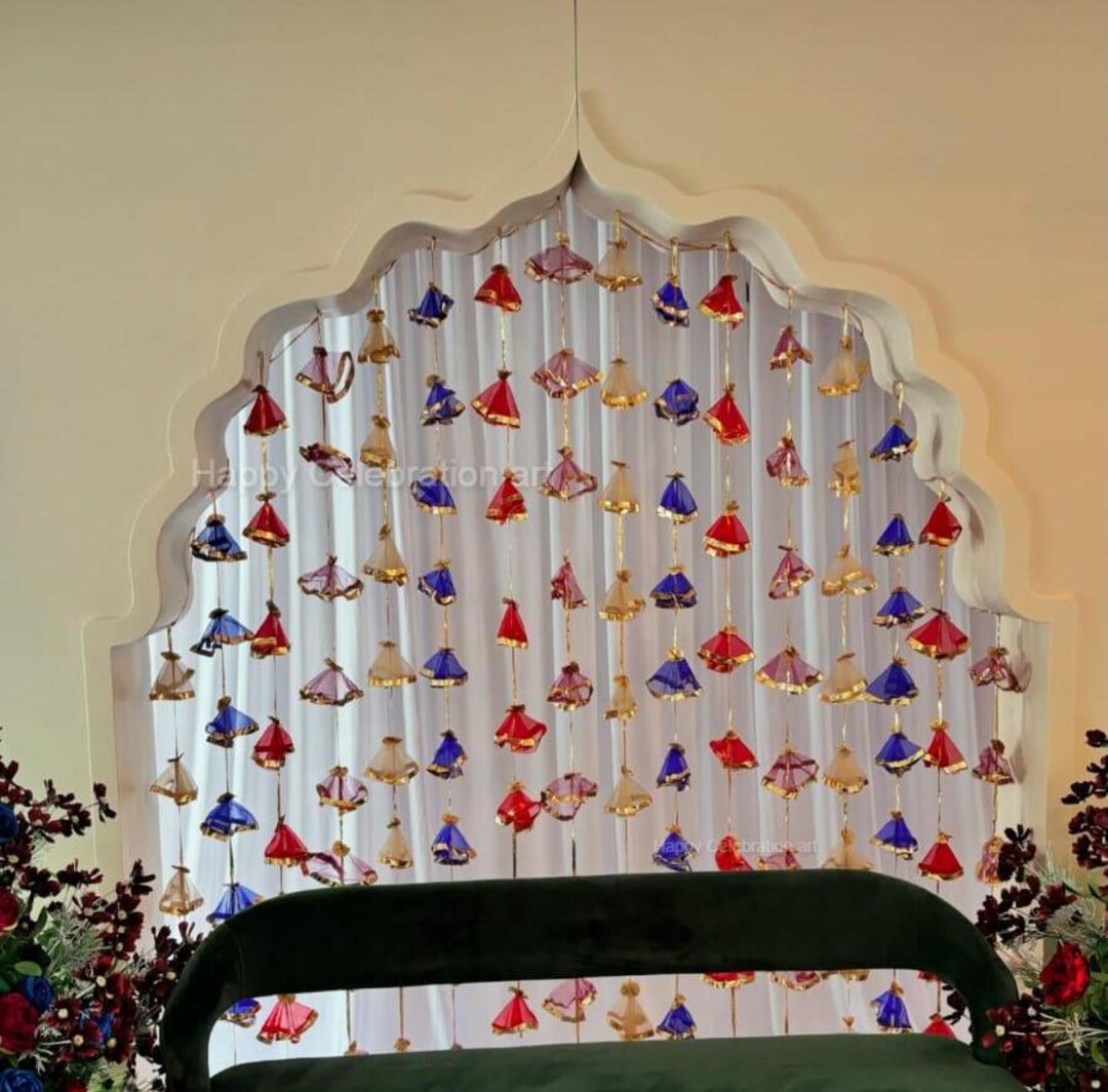 Stage Backdrop, Net Fabric String/garland With Gota Lace, Indian ...
