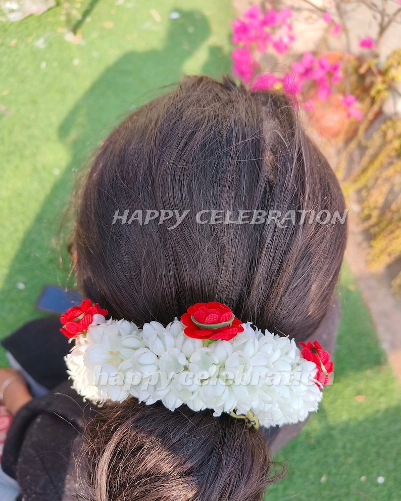 Artificial Hair Jasmine Gajra, Adjustable Bun Holder, Mullapoove With
