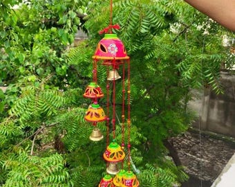 Assorted Rajsathani Round Bell Wind Chime Vibrant Indoor/Outdoor Wall Decor&Suncatcher-Perfect for Patio,Garden,and Housewarming Gifts