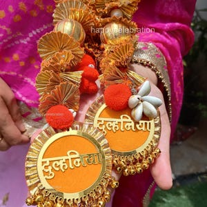 Gold Punjabi Paranda Braid Accessory: Traditional Tassels with Beads