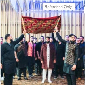 Foil Mirror Work Phulkari Wedding Chadar : Punjabi Wedding Ceremony Accessory ,Bride And Groom  Entrance Canopy