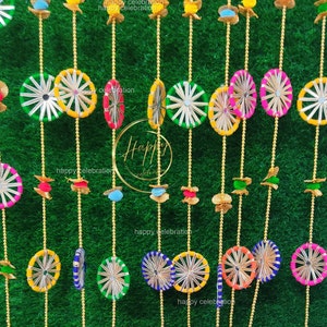 Beaded Pom Pom Mirror Work String For Wedding Decoration,Pakistani String  Backdrop For Mehandi,Haldi,Sangeet And Event Decor Free Shipping