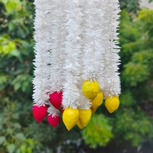 Sola Wood Lotus Flower Wall Hanging Jasmine garlands For home decor, Temple Decor, South Indian Wedding Decor,Mehndi Haldi Decor