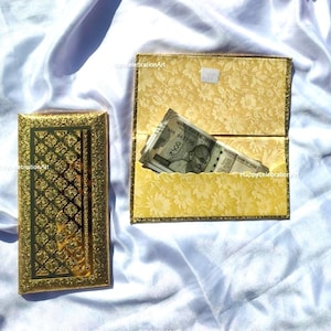 Royal Golden Work Shagun-envelop | Indiaas bruiloftsgeld Lifafa | Luxe cadeau-envelop voor Shaadi, verloving en festivals