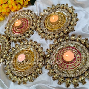 Karthigai Deepam Rangoli Set | Patola Handmade Gota Patch Rangoli Reusable DIY Floor Decor for Temple, Diwali & Navratri Festive Decoration