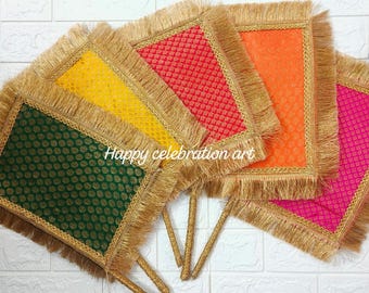 Decorative Hand Fan for Wedding Decor,Pakhi Sangeet, Mehndi, Jaggo, , Punjabi & Pakistani Wedding Party Favors  Mayoon, Dholki Decor