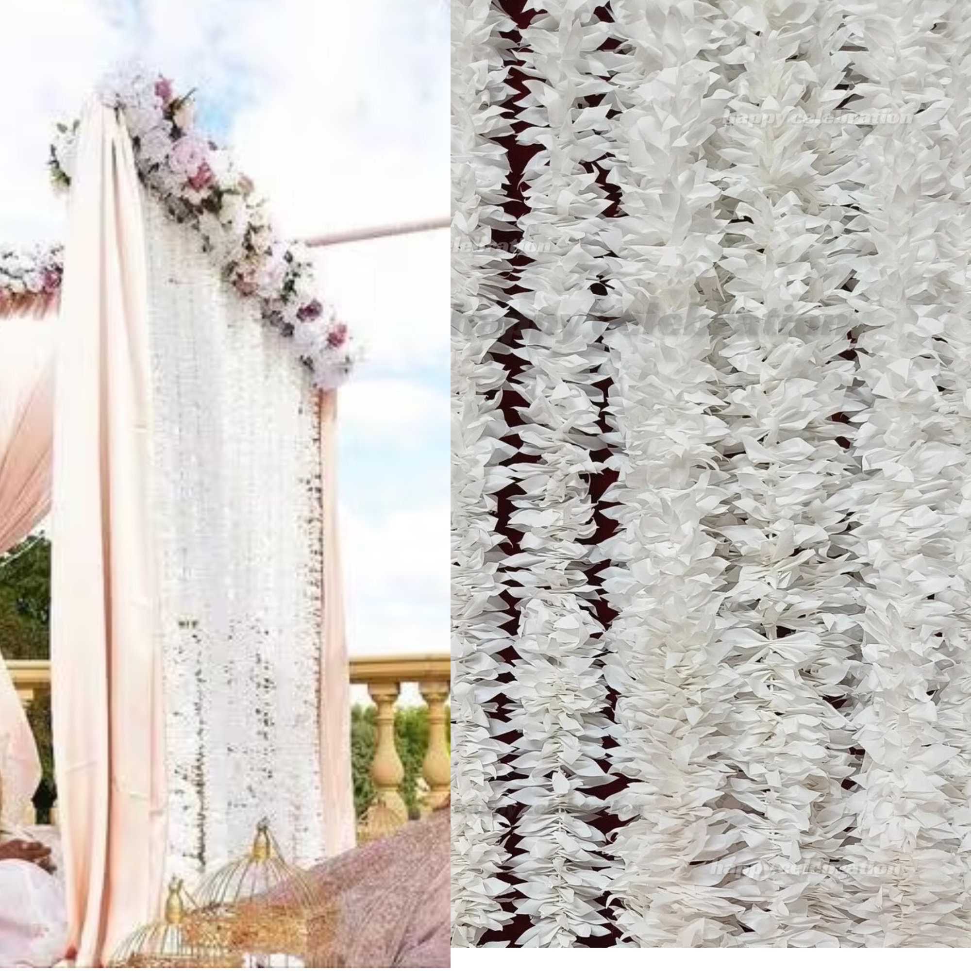 Nikah Pardah Eleganti arazzi floreali e fili di gelsomino per matrimoni islamici Sposa e sposo Sfondo Nikah, Sipario Spedizione gratuita