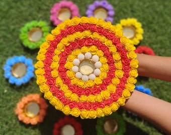 Pom Pom Rangoli Mat: Indian Diwali Decoration, Tealight Holder
