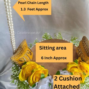 Decorative Laddu Gopal Jhula ,Handmade Floral Pearl Swing, Kanha Ji Palna, Janmashtami Decor, Ganesh Chaturthi Gift, Hindu Home Temple Decor image 3