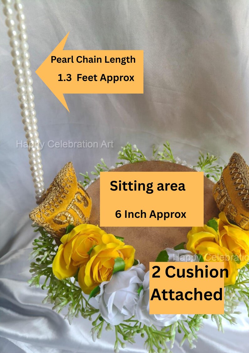 Decorative Laddu Gopal Jhula ,Handmade Floral Pearl Swing, Kanha Ji Palna, Janmashtami Decor, Ganesh Chaturthi Gift, Hindu Home Temple Decor image 3