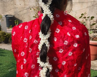 Gajra nuziale in gelsomino artificiale / Fiori indiani per chignon Veni per acconciature da sposa e festive / Cordino di gajra per capelli bianchi spessi
