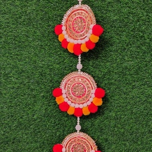 Pom Pom Door Toran: Indian Bandarwar Hanging with Pearl Tassels