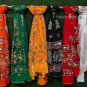 Dupatta/sciarpa/stola Phulkari ricamata con specchio, regalo per lei, bomboniera, regalo Diwali Ganpati, Dupatta Patola, Dupatta pakistana