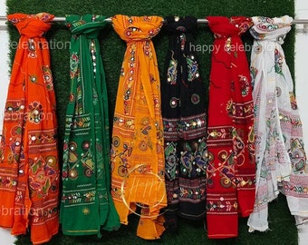 Embroidered Mirror work Phulkari Dupatta/scarf/Stole, Gift For Her, Return Favor, Diwali Ganpati Gift, Patola Dupatta, Pakistani Dupatta