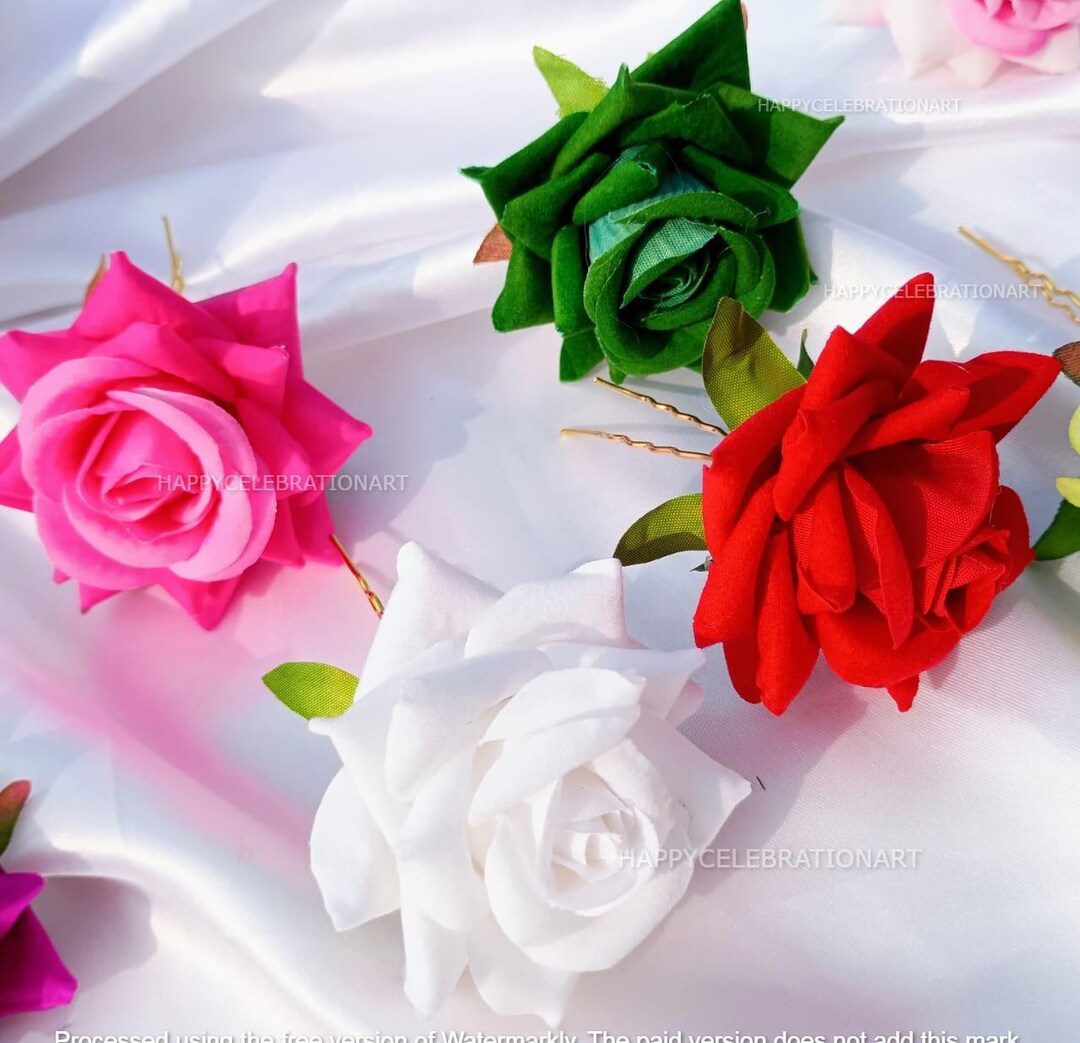 Rose Floral Juda Pin | Elegant U-shaped Wedding Hair Fork